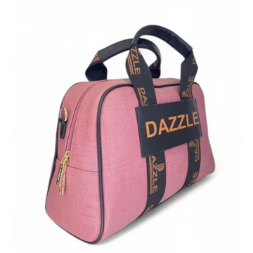 Women's Polyurethane Textured Duffle Bag with Adjustable & Removable Strap (Pink)