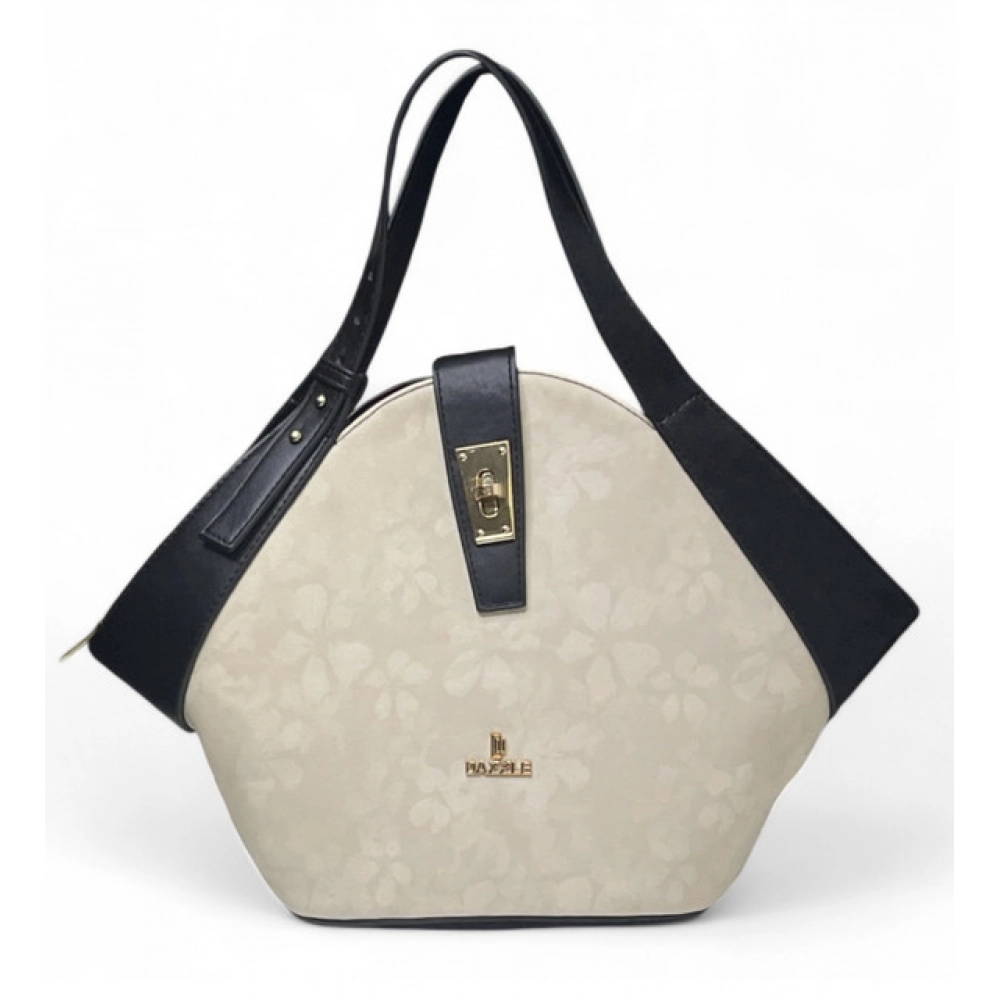 Women's Polyurethane Floral Printed Hexagonal Satchel Handbag with Adjustable Strap (White) - Image 2