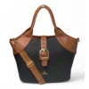 PID 67394 Women s PU Leather Textured Two Tone Tote Handbag with Adjustable Strap Black Tan 1 1000x1000 1 Women's Polyurethane Textured Two-Tone Tote Handbag with Adjustable & Removable Strap (Black-Tan)