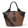 PID 67395 Women s PU Leather Textured Two Tone Tote Handbag with Adjustable Strap Brown 1 1000x1000 1 Women's Polyurethane Textured Two-Tone Tote Handbag with Adjustable & Removable Strap (Brown)
