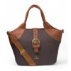 PID 67396 Women s PU Leather Textured Two Tone Tote Handbag with Adjustable Strap Dark Brown 1 1000x1000 1 Women's Polyurethane Textured Two-Tone Tote Handbag with Adjustable & Removable Strap (Dark Brown)
