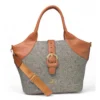 PID 67398 Women s PU Leather Textured Two Tone Tote Handbag with Adjustable Strap Grey 1 1000x1000 1 Women's Polyurethane Textured Two-Tone Tote Handbag with Adjustable & Removable Strap (Grey)