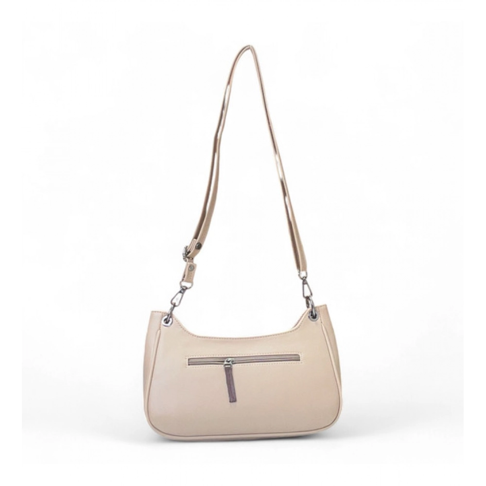 Women's Polyurethane Floral Embroidered Crossbody Sling Bag with Adjustable & Removable Strap (Beige) - Image 4