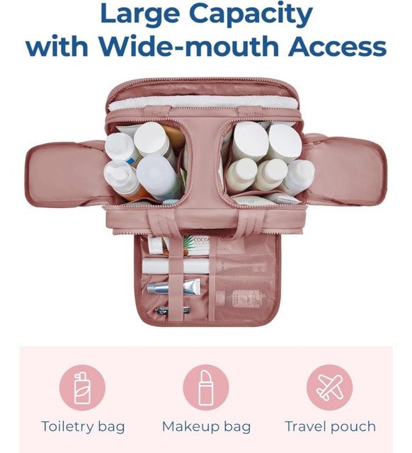 Polyester 4-In-1 Travel Toiletry Bag (Peach) - Image 4
