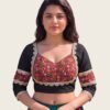 PID 67956 Women s Cotton Blend Embroidered 3 4 Sleeve V Neck Padded Readymade Blouse Black Size 3 Women's Cotton Blend Embroidered 3/4 Sleeve V-Neck Padded Readymade Blouse (Black, Size 38 - Self-Alterable 36�40)