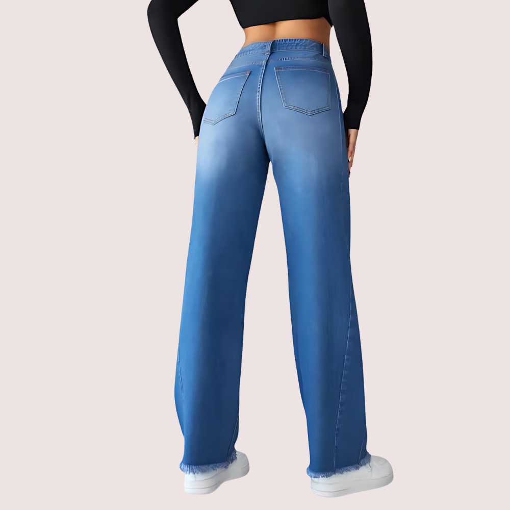 Wide-Leg Casual High-Waist Non-Elastic Jeans for Women 3 Wide-Leg Casual High-Waist Non-Elastic Jeans for Women - Image 3