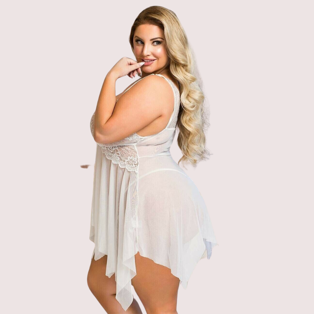 Douce Passion White Lace Trim Babydoll 3 Douce Passion White Lace Trim Babydoll - Image 3