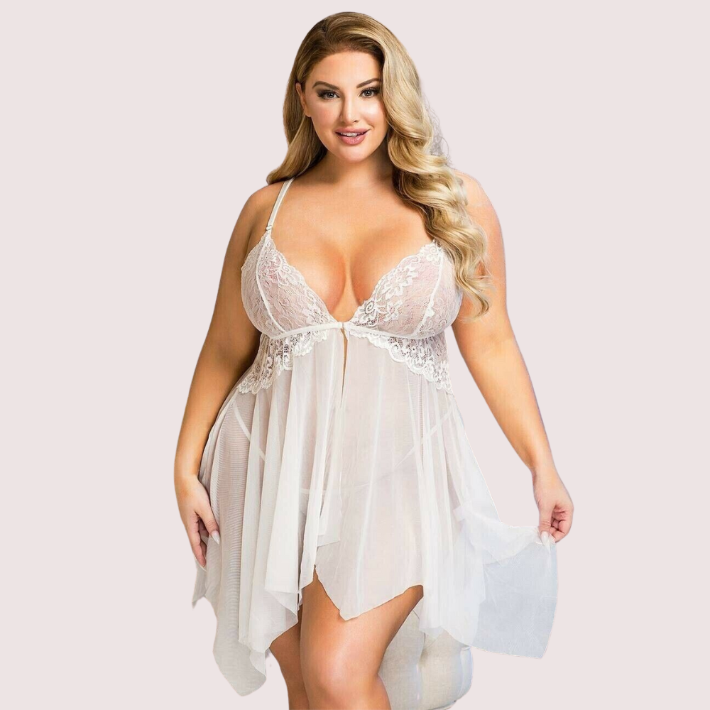 Douce Passion White Lace Trim Babydoll 2 Douce Passion White Lace Trim Babydoll - Image 2