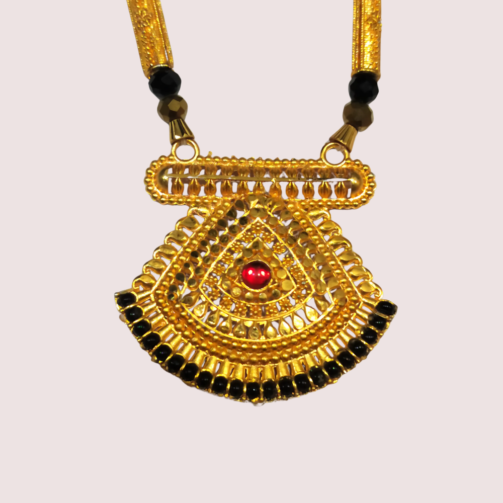 Elegant Traditional Mangalsutra with Black Beads & Pendant 2 Elegant Traditional Mangalsutra with Black Beads & Pendant - Image 2