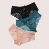 UZaG0rGhIf0IiBU5D9xeXWiXO4EwC7nqiTI3EZp0 Women's Floral Bow Lace Panties Pack (Of 3)