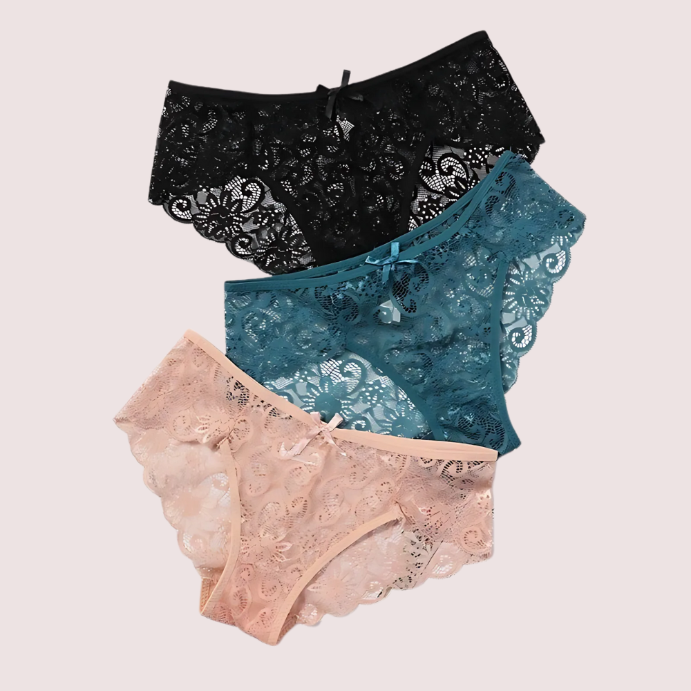 Women's Floral Bow Lace Panties Pack (Of 3) 1 Women's Floral Bow Lace Panties Pack (Of 3)