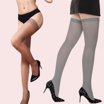 Ultra-Sheer Fashion Stockings – Pack of 2 (Nude & Grey Shades)