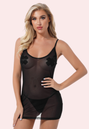 Sexy Intimate>See Through black mesh Chemise